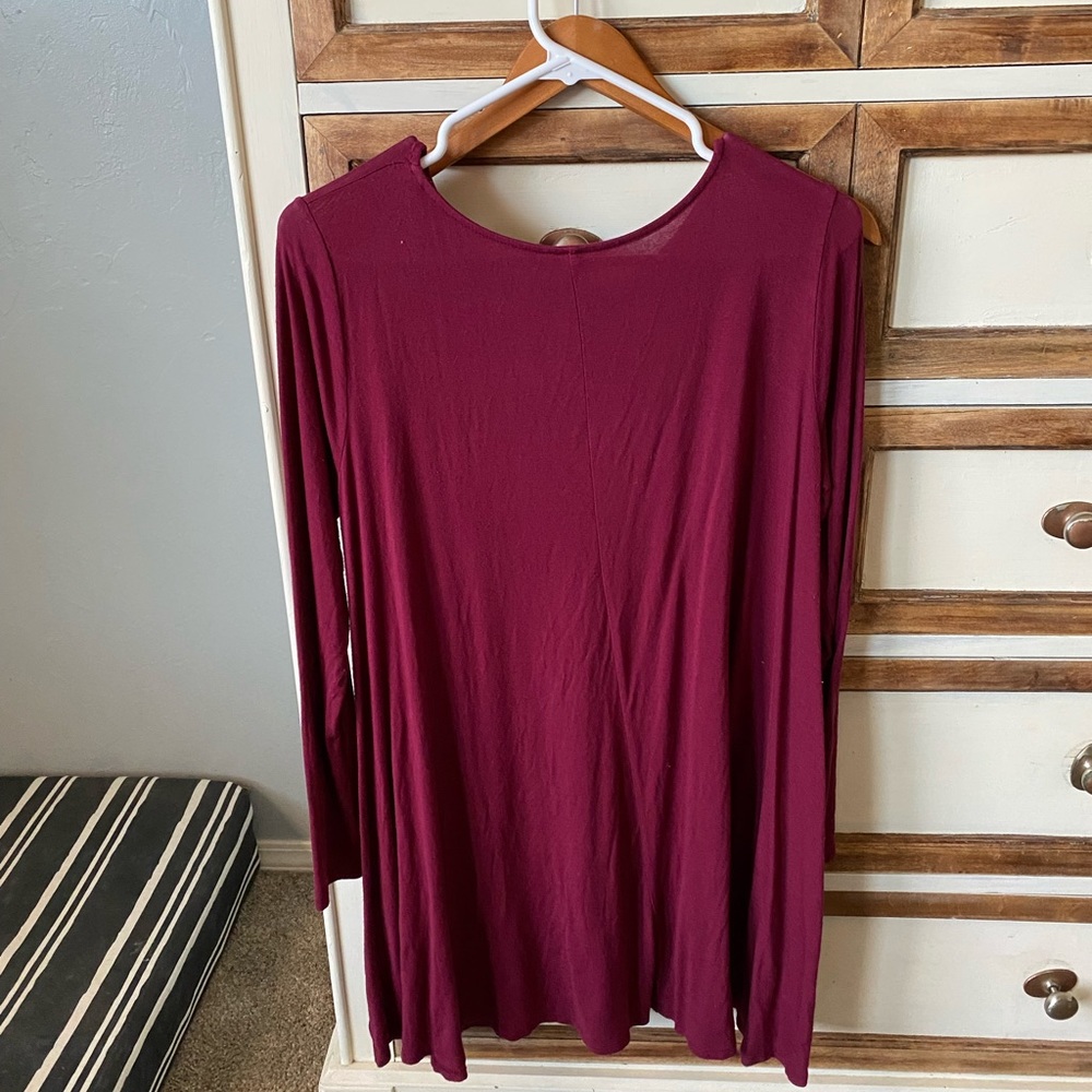 2 for $25 Maroon Long Sleeve T-Shirt Dress